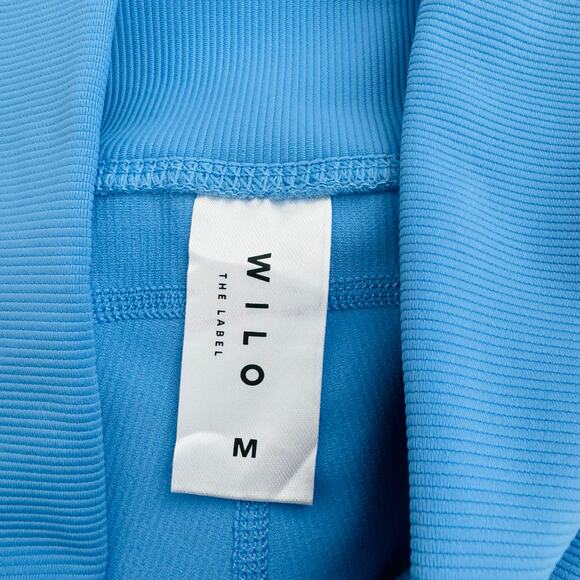 Wilo Bright Blue High Waisted Ribbed Leggings Activewear Gym Pant Women's M - Picture 9 of 11